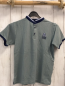 Preview:   T-Shirt Gr. 128  grau blauer Bund Knopfleiste 