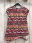 Preview: Desigual  T-Shirt  Gr. 146  bunte Streifen mit Blumen Karos schwarze Borte 