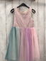 Preview: H&M  Kleid  Gr. 122  lavendel Oberteil mit Pailetten bunter Tüllrock mit Streifen 
