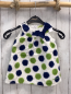 Preview: Tutto Piccolo  Kleid  Gr. 80  weiß grün blaue Punkte blaue Schleife 