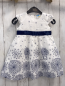 Preview: Wunderbärchen  Kleid  Gr. 86  weiß blaue Blumen blaues Gürtelband 