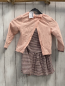Preview:   Kleid  Gr. 92  rosa Oberteil mit silber Glitzerschrift + -herz grau rosa gestreifter Rock