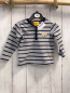 Preview: Steiff  Langarmshirt  Gr. 74  grau schwraze Streifen schwarzer Bund Knopfleiste 