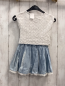 Preview:   Kleid  Gr. 98  weißes Oberteil mit Blumenstickerei helblauer Jeansrock 