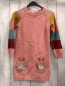 Preview: Next  Kleid  Gr. 122  rosa Strick Taschen mit Hasenköpfen gestreifte Ärmel 