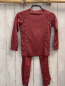 Preview: 2tlg Hulablau  Skiunterwäsche  Gr. 122  Shirt + Leggings lachs bunte Nähte 60% Merinowolle