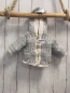 Preview:   Strickjacke  Gr. 56  weiß graue Rauten Kapuze Teddyfutter Knebelknöpf 