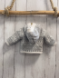 Preview:   Strickjacke  Gr. 56  weiß graue Rauten Kapuze Teddyfutter Knebelknöpf 