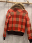 Preview: Spoon  Wolljacke  Gr. 158/164  60 % Wolle orange koralle beige rosa Quadrate mit Streifen Teddykragen 