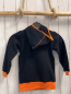 Preview: neu Babauba  Sweatjacke  Gr. 116  weiß Raben schwarze Ärmel orange Bund + Reißverschluss 