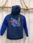 Preview: babauba  Sweatjacke  Gr. 128  dunkelblau blaue Ärmel Kapuze blaues Nickyfutter 