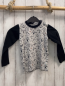 Preview: Babauba  Langarmshirt Gr. 104  grau Monster schwarze Ärmel