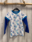 Preview: Babauba  Langarmshirt Gr. 104  weiß Ankel blaue Ärmel türkis Bund