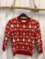 Preview: H&M Pullover Gr. 122  rot weiß Schneeflocken Weihnachtsmänner Strick