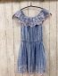Preview: Manguun  Kleid  Gr. 146/152  hellblau blau weiße Streifen großer Kragen mit Lochstickerei 