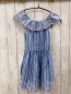 Preview: Manguun  Kleid  Gr. 146/152  hellblau blau weiße Streifen großer Kragen mit Lochstickerei 