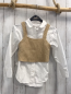 Preview: 2tlg  Bluse + Pullunder  Gr. 128  weiß + beige Strick