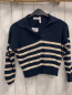 Preview: Mango  Pullover  Gr. 146/152  blau beige Streifen Kragen Strick 