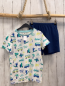 Preview: 2tlg  T-Shirt + Shorts  Gr. 134  weiß + blau  Camper Palmen Schrift 