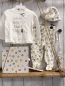 Preview: neu 4 teiliges Boboli Baby Geschenkset Gr. 68  Langarmshirt + Leggings + Mütze + Schnullerkette weiß grau gelbe Bären