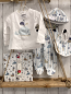 Preview: neu 4 teiliges Boboli Baby Geschenkset Gr. 68  Langarmshirt + Leggings + Mütze + Lätzchen blau weiß gestreift maritime Motive