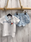 Preview: 2tlg neu Boboli T-Shirt + Shorts Gr. 74  weiß  Fische blau weiß karieter Kragen + blau weiß kariert
