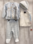Preview: Boboli neu 4 teiliges Set Pullover + Jogginghose + Mütze + Stoffbeutel Gr. 68  blau Nicky Giraffen + blau weiß gestreift