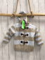Preview: Boboli neu Strickjacke Gr. 80  hellblau beige gestreift Knebelknöpfe