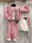 Preview: Boboli neu 4tlg Pullover + Jogginghose + Mütze + Stoffbeutel Gr. 62  pink Nicky Giraffen + pink weiß gestreift