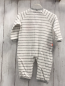 Preview: Boboli neu Strampler Gr. 62  weiß graue Streifen Schrift Frottee