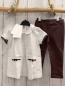 Preview: chicco neu 2tlg Sommerbluse + Leggings Gr. 62  weiß braune Punkte + Bund + braun
