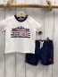 Preview: Chicco neu 2tlg T-Shirt + Shorts Gr. 86  weiß blau rote Streifen blauer Bund + blau NP 32,90€ 