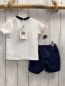 Preview: Chicco neu 2tlg T-Shirt + Shorts Gr. 86  weiß blau rote Streifen blauer Bund + blau NP 32,90€ 