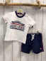 Preview: Chicco neu 2tlg T-Shirt + Shorts Gr. 68  weiß blau rote Streifen blauer Bund + blau NP 32,90€ 