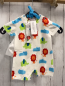 Preview: Boboli neu 2tlg  Playsuit + Beutel Gr. 68  weiß bunte Tiere Strick