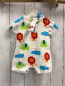 Preview: Boboli neu 2tlg  Playsuit + Beutel Gr. 56  weiß bunte Tiere Strick