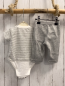 Preview: Boboli neu 2tlg  T-Shirt + Hose  Gr. 68  grau weiß gestreift Katze Bodyunterteil + grau Frottee