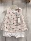 Preview: Boboli neu Playsuit Gr. 62  weiß rosa beige blaue Kreise