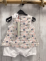 Preview: Boboli neu  Playsuit Gr. 68  weiß beige rosa blau Kreise aus Strichen 