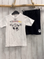 Preview: blue seven neu 2tlg T-Shirt + Shorts Gr. 110  weiß Fußball Schrift + schwarz