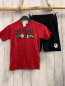 Preview: blue seven neu 2tlg T-Shirt + Shorts Gr. 116  rot schwarze Schrift + schwarz