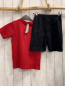 Preview: blue seven neu 2tlg T-Shirt + Shorts Gr. 116  rot schwarze Schrift + schwarz