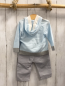 Preview: Emile et Rose 2tlg neu Pullover + Hose Gr. 68  hellblau grau weiß Karos + grau