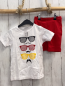 Preview: 2tlg blue seven neu T-Shirt + Shorts Gr. 110  weiß Brillen Deutschlandfarben + rot 