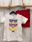 Preview: 2tlg blue seven neu T-Shirt + Shorts Gr. 116  weiß Brillen Deutschlandfarben + rot 