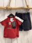 Preview: 2tlg neu Blue seven T-Shirt + Shorts  Gr. 68  rot weiß Schrift graue Nähte + grau 