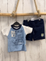 Preview: 2tlg neu Blue seven T-Shirt + Shorts  Gr. 62  hellblau weiß Schrift + blau
