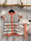 Preview: Boboli neu 2tlg Playsuit + Beutel Gr. 62  grau weiß gestreift orange Bund Strick 