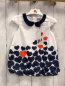 Preview: Boboli neu Kleid Gr. 92  weiß blaue rote Herzen blauer Kragen