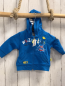 Preview: Blue seven neu Sweatjacke Gr. 62  blau bunte Schrift innen blau weiß gestreift